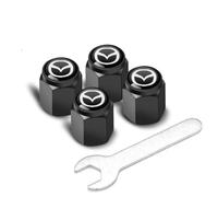 LyTTuu 4 Piezas Coche Tapas Válvulas para Mazda 3 5 6 CX-3 CX-30 CX-5 CX-7 CX-8 CX-9 MX-5,Tapón Ruedas Tapones Válvula Rueda Tapas Antipolvo Impermeable Neumáticos Rines Accesorios,Black