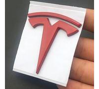 LyTTuu Coche Emblemas para Tesla Model Y 2020-2023,3D Insignia Logotipo CalcomaníAs Pegatina Logo Decoración Etiqueta Embellecedores Carrocería Accesorios,Red
