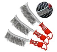 lyualma 3 Pieces Cepillo Alambre de Acero Inoxidable con Mangos Curvados de Plástico Cepillo Metalico para Escoria de Soldadura, Eliminación de óxido