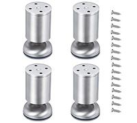 lyualma 4 Piezas Patas de Muebles Pies de Sofá Ajustables de Acero Inoxidable 50 x 100 mm con Alfombrilla de Goma para Mesas Armarios Sofás Camas