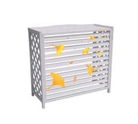 LYUCAYHQ Cubre Aire Acondicionado Exterior, Valla de Abeto Macizo, Diseño de Rejilla de Lamas, Estantes para Flores, para Exteriores, Patios, Jardines(White,110x50x85cm/43x20x33in)