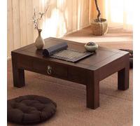 LYUCAYHQ Mesa Baja con Cajón, Mesa de Centro Pequeña de Madera Maciza, No Requiere Montaje para Sentarse en el Suelo, Salas de Tatami, Meditación(Brown,90x50x30cm/35x20x12in)
