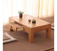 LYUCAYHQ Mesa Baja con Cajón, Mesa de Centro Pequeña de Madera Maciza, No Requiere Montaje para Sentarse en el Suelo, Salas de Tatami, Meditación(Beige,50x40x30cm/20x16x12in)