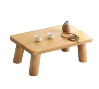 LYUCAYHQ Mesa Baja de Madera Maciza con Esquinas Antichoque, No Requiere Montaje para Sentarse en el Suelo, Ceremonia del Té o Apartamentos Pequeños(Beige,80x40x30cm/31x16x12in)