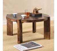 LYUCAYHQ Mesa Baja Redonda de Madera Maciza, Resistente al Agua IP69, Soporta hasta 30 Kg, para la Hora del Té, Sala de Estar, Tatami o Meditación