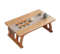 LYUCAYHQ Mesa Tatami Vintage de Madera Maciza con Patas Curvas para Sentarse en El Suelo Meditar Disfrutar de un Refrigerio y Participar en la Ceremonia del Té(Beige,80cm/31in)