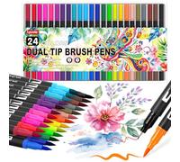 Lyuvie 24 Colores Rotuladores Lettering Rotuladores Punta Pincel Doble Punta para Adultos y Artistas, Punta Fina Lettering Kit para Principiantes, Caligrafía, Dibujar