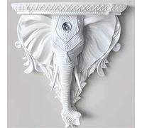 LYUXIANG Estantería de pared montada en la pared, estantes flotantes de estilo europeo para pared, escultura de resina con cabeza de elefante, decoración de pared para el hogar, sala de estar (30 x 34