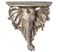 LYUXIANG Estantería de pared montada en la pared, estantes flotantes de estilo europeo para pared, escultura de resina con cabeza de elefante, decoración de pared para el hogar, sala de estar (30 x 34