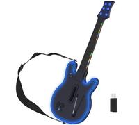 Lyvix Controlador inalámbrico de guitarra Guitar Hero para PS3/PS4/PC, guitarra recargable para Guitar Hero, Rock Band, Clone Hero, Fortnite Festival, PlayStation 3/4/PC con luz RGB, conector de audio