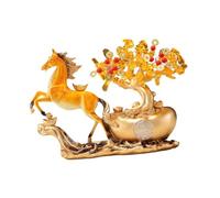 LYVQZPWLR 2026 Mascota del Caballo Chino, Estatua De Caballo De Resina con Árbol del Dinero Y Lingotes De Oro Multicolor(Oranje)