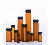 LYVQZPWLR Botellas de vidrio transparentes, Paquete de 100 frascos de muestra de vidrio marrón con tapas de rosca negras de 2 ml a 60 ml(5ml 100pcs)