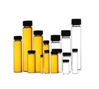 LYVQZPWLR Botellas de vidrio transparentes, Paquete de 20 viales de muestra de reactivo con tapa de rosca y sello de vidrio multicolor de 3 a 50 ml(20ml brown)