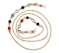 LYVQZPWLR Cadenas de gafas ajustables, Cadenas de gafas multicolores de cristal perlado 2 piezas for mujeres y hombres(Blu)