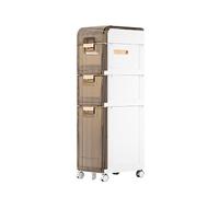 LYVQZPWLR Dormitorio de Noche, Gabinete de Almacenamiento plástico Blanco de los PP con anchuras múltiples de Las gradas múltiples de los cajones y de Las Ruedas(4 Tier,17cm(7inch))