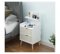 LYVQZPWLR Dormitorio de Noche, Mesita De Noche De Madera Mueble De Almacenamiento con 1 O 2 Cajones Multicolor 36,5 por 27 por 70 cm(White,Double Drawer)