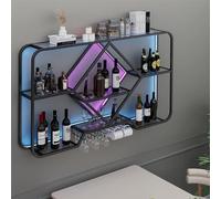 LYVQZPWLR En la Pared se instalan vinos de Hierro, Botellero de Pared con Soporte for Copas, Multicolor, Varios tamaños(Black-with Light,140 * 20 * 70cm)