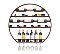 LYVQZPWLR En la Pared se instalan vinos de Hierro, Botellero de Pared con Soporte for Copas y Almacenamiento, Multicolor(Red Copper)