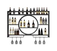 LYVQZPWLR En la Pared se instalan vinos de Hierro, Botellero de Pared for Botellas y Copas de Hierro Multicolor 100-140 cm(Black-with Light,100)