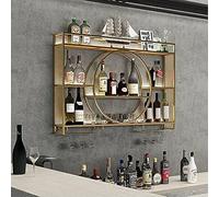 LYVQZPWLR En la Pared se instalan vinos de Hierro, Botellero de Pared metálico con estantes y portavasos, Multicolor, Varios tamaños(Gold,120x15x80cm/47x5.9x31in)