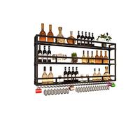 LYVQZPWLR En la Pared se instalan vinos de Hierro, Botellero metálico de Pared con LED y Soporte for Copas Colgante invertido, Multicolor, 100 x 25 x 90 cm(Gold)