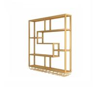 LYVQZPWLR En la Pared se instalan vinos de Hierro, Estante for Botellas de Vino y Copas de Pared, Dorado y Negro, Varios tamaños(Gold,120x20x120cm)