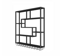 LYVQZPWLR En la Pared se instalan vinos de Hierro, Estante for Botellas de Vino y Copas de Pared, Dorado y Negro, Varios tamaños(Schwarz,90x20x90cm)