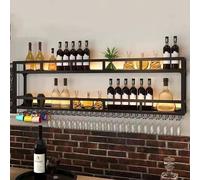 LYVQZPWLR En la Pared se instalan vinos de Hierro, Estante for Copas de Vino invertido de Pared con luz LED, Negro y Dorado, Varios tamaños(Schwarz,80 * 25 * 55cm)