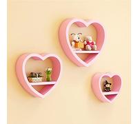LYVQZPWLR En la Pared se instalan vinos de Hierro, Estantes flotantes de Pared con Forma de corazón, Paquete de 3, Multicolor(Roze)