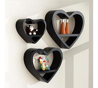 LYVQZPWLR En la Pared se instalan vinos de Hierro, Estantes flotantes de Pared con Forma de corazón, Paquete de 3, Multicolor(Schwarz)