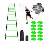 LYVQZPWLR Escalera de Velocidad ágil, Escalera De Agilidad De Fútbol con Discos Paraguas Púas Obstáculos En Verde Y Amarillo(Green)