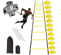 LYVQZPWLR Escalera de Velocidad ágil, Escalera De Agilidad De Fútbol con Discos Paraguas Púas Obstáculos En Verde Y Amarillo(Giallo)