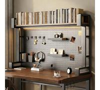 LYVQZPWLR Librería Ajustable de Escritorio, Estantería de Escritorio con Tablero Perforado, Organizador de Estante de Escritorio, Marco de Acero y Madera, Varios tamaños(135 * 83cm/53.1 * 32.7in)