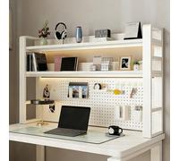 LYVQZPWLR Librería Ajustable de Escritorio, Organizador de Estante de Escritorio con Tablero Perforado y Almacenamiento en Varios tamaños en Blanco y Negro(White a,55 * 93cm/21.7 * 36.6in)