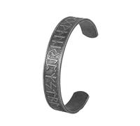 LYVQZPWLR Pulseras de cuero para hombres, Brazalete vikingo de acero inoxidable con runas Elder Futhark for hombres y mujeres, ajustable, multicolor(Schwarz)