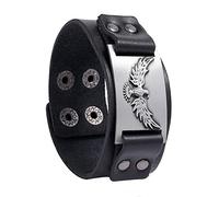 LYVQZPWLR Pulseras de cuero para hombres, Pulsera de cuero vikingo Odin Cuervo plata bronce rojo cobre 23,5 cm x 3 cm(Silver)