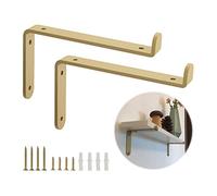 LYVQZPWLR soporte de soporte de estante, 2 soportes for estantes dorados, soportes for estantes montados en la pared, soportes en forma de L for estantes, soportes flotantes de metal for estantes(20x1