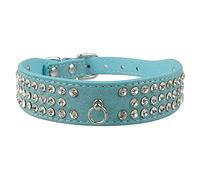 LYVQZPWLRPerros con Herramientas, Correa de adiestramiento for Perros con 3 Filas de Diamantes de imitación, de Piel de Ante, Collares for Perros con Cristales y Diamantes, Collar for Perros, Gatos y
