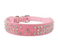 LYVQZPWLRPerros con Herramientas, Correa de adiestramiento for Perros con 3 Filas de Diamantes de imitación, de Piel de Ante, Collares for Perros con Cristales y Diamantes, Collar for Perros, Gatos y