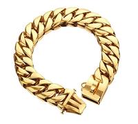 LYVQZPWLRPerros con Herramientas, Correa de adiestramiento for Perros de 32 mm, Cadena de Collar for Perro, Dorada, de Acero Inoxidable 316, for Bulldog y Pitbull, Cadena de adiestramiento for Perros