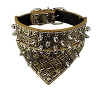 LYVQZPWLRPerros con Herramientas, Correas básicas for Perros Collar de Perro Collar de Cuero for Mascotas con Bandana Tamaño del Cuello(Goldenbrown,Small)