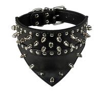 LYVQZPWLRPerros con Herramientas, Correas básicas for Perros Collar de Perro Collar de Cuero for Mascotas con Bandana Tamaño del Cuello(Schwarz,Medium)
