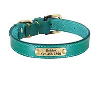 LYVQZPWLRPerros con Herramientas, Correas for Mascotas, Collar de Cuero Personalizado for Perro, Hebilla Dorada de Cuero, Collar de identificación for Mascotas(BLU,XS)