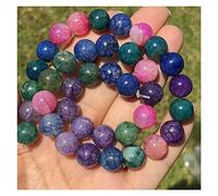 LYVQZPWLRpiedras preciosas de piedra natural, Ágata de fuego agrietada de colores mixtos, cuentas espaciadoras sueltas redondas for hacer joyas, 6/8/10 mm, collares y pulseras, 15" Z923(10mm 3438pcs)