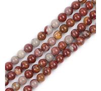 LYVQZPWLRpiedras preciosas de piedra natural, Cuentas espaciadoras redondas de jaspe con imagen de piedra natural de 12 mm(Dark Red Australia Noreena Jasper,6mm)