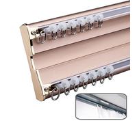 LYVQZPWLRPista de doble cortina, Rieles dobles for cortinas de 3,3 a 13,1 pies, rieles for cortinas(Gold,4.0M)