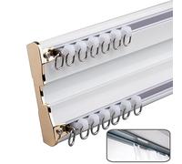 LYVQZPWLRPista de doble cortina, Rieles dobles for cortinas de 3,3 a 13,1 pies, rieles for cortinas(White,1.9M)