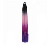 LYVQZPWLRtejido de color, Extensión de cabello sintético trenzado for cola de caballo, color arcoíris, con bandas elásticas for niña.(Q37D2)