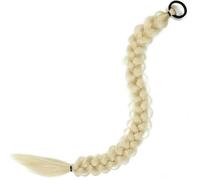 LYVQZPWLRtejido de color, Extensión de cola de caballo trenzada de 24 pulgadas, postizo sintético negro y rubio con banda elástica cómoda for mujer(613)