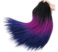 LYVQZPWLRtejido de color, Trenzas de ganchillo sintéticas for mujer, 24 pulgadas, trenza de boxeo, 22 raíces/pieza, extensiones de cabello trenzado, trenzas de fibra resistente al calor(M#Purple,24inc